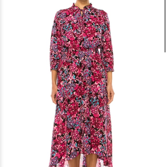 Nanette Lepore Dresses & Skirts - NANETTE LEPORE FLORAL HIGH-LOW LONG SLEEVE DRESS FLORAL MULTICOLOR SIZE 8